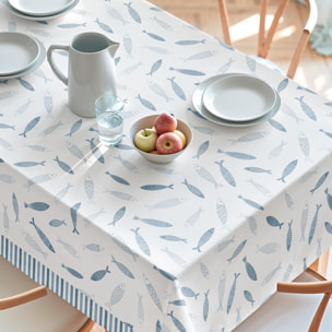 Nappe imprimée anti-tâches FAMARA BLEU