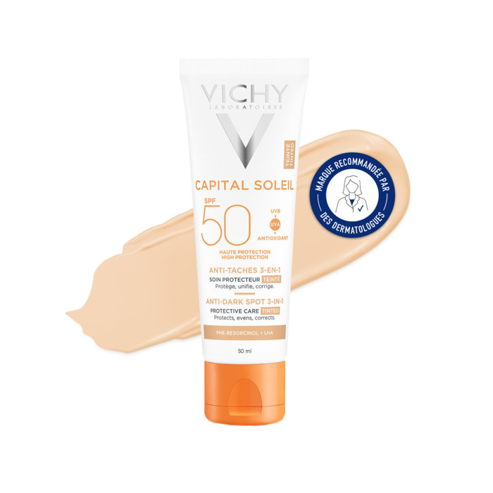 CAPITAL SOLEIL SPF50+ - Soin anti-tâches 3-en-1 soin quotidien teinté 50 ml