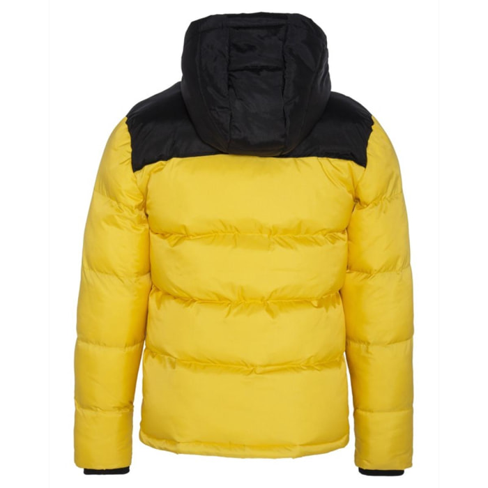 UTAH2 PADDED HOODED JACKET WITH YOKES & SCHOTT NYC CHEST EMBROIDERY BODY = 100% NYLON / YOKES = 60% COTTON 40% NYLON Giallo