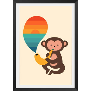 Affiche  monkey banana Affiche + cadre en bois - Noir