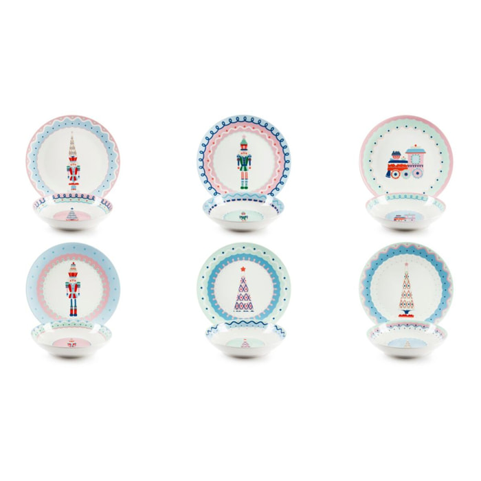 Service de table 12 pièces Excelsa - Xmas Sweet Pastels, porcelaine blanche