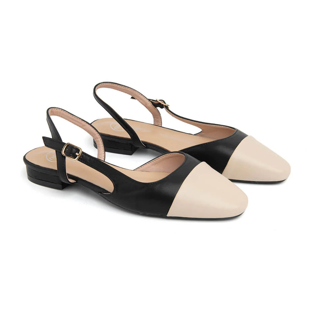 Slingback bassa bicolore - BEIGE/NERO