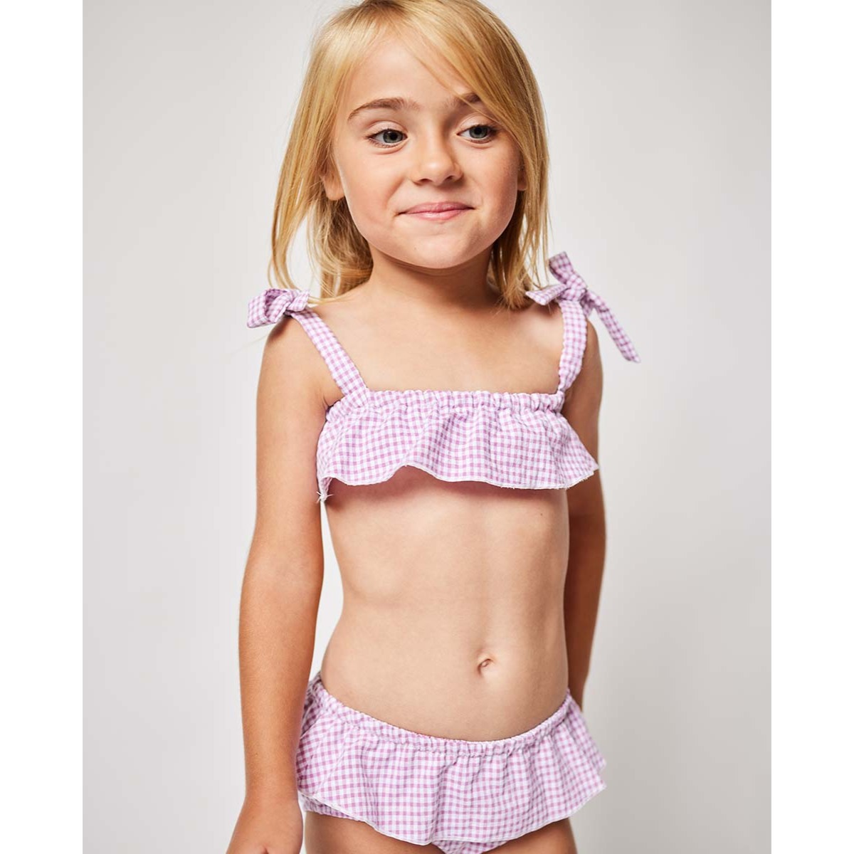 BIKINI TELA CUADROS MALVA