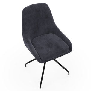 Chaises Olivia pivotantes en velours et pieds métal - Gris anthracite