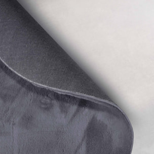 Tapis salon faux uni poils ras, tissé polyester confortable, anano