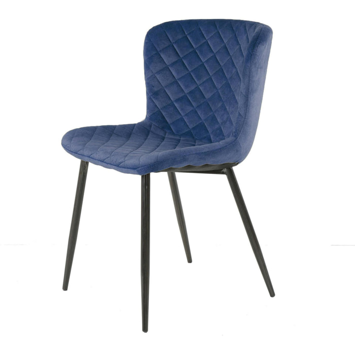 Chaise en velours piqué bleu (lot de 2) MELBOURNE