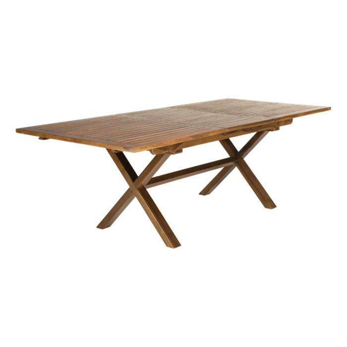 MAEVA - Table de jardin 8/10 personnes - rectangulaire pieds croisés extensible 180/240x100cm en bois teck huilé