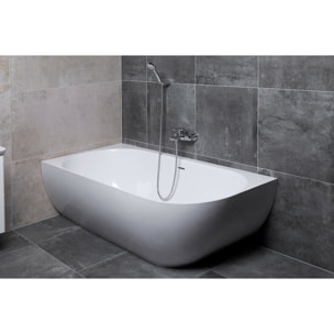 Nelly 175 x 82 cm Baignoire droite Autoportante orientation gauche en marbre coulé, sans pieds, blanc (NEL1700L)