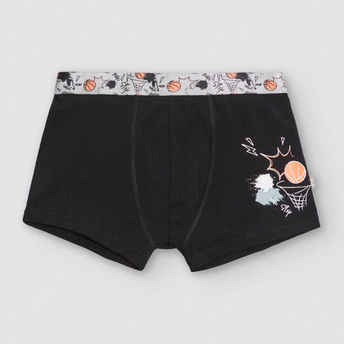 Confezione da 2 boxer da bambino con stampa basket