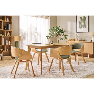 Table à manger rectangulaire scandinave bois foncé noyer L150 cm LEENA