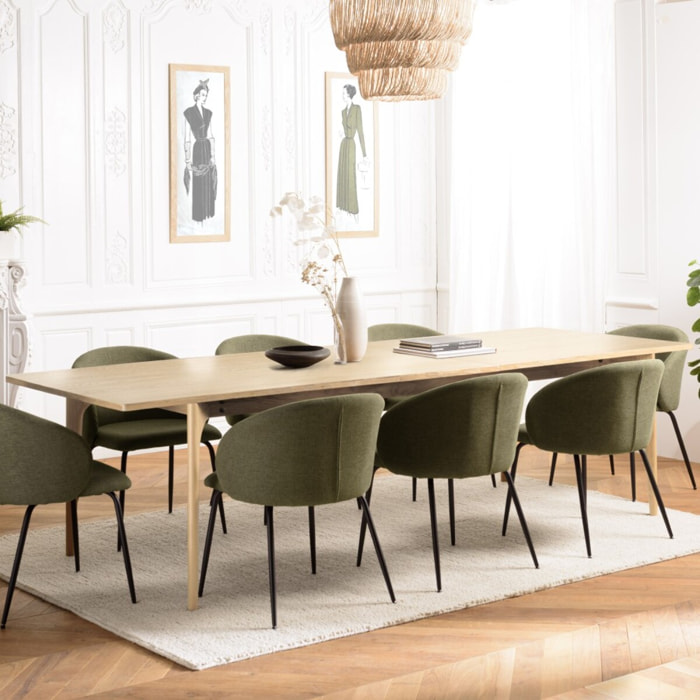 MAXENCE - Table à manger ext. 240/292cm naturelle pieds en chêne massif