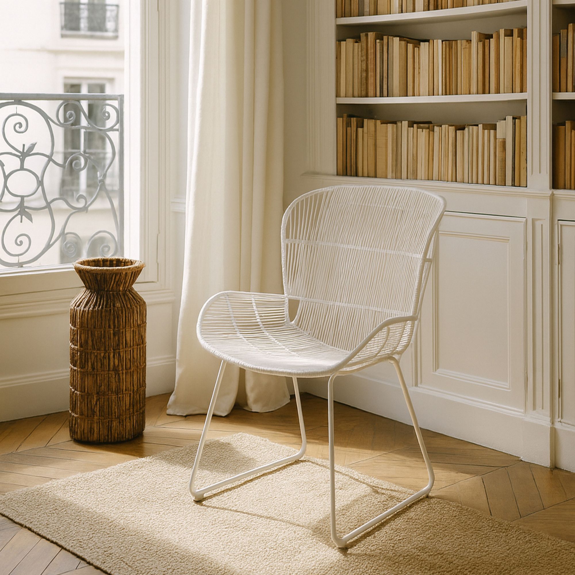 Fauteuil de table en polypropylène blanc CON DAO