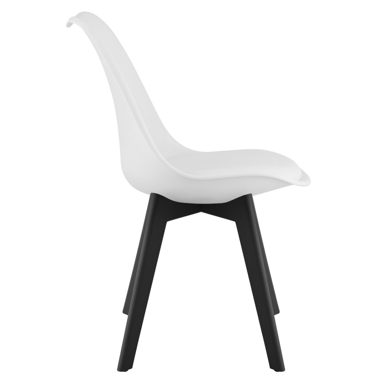 Sedia di design Mark bianca con gambe nere e cuscino