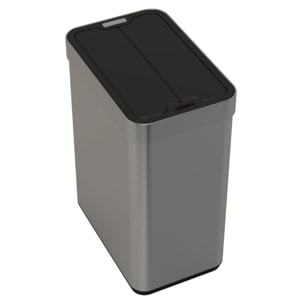 Cubo de Basura color metálico en acero inoxidable con apertura de alas y sensor automático