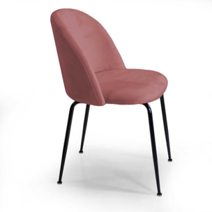 Sedia Sammi Vacchetti in velluto rosa antico con struttura nera cm50x57h77,5