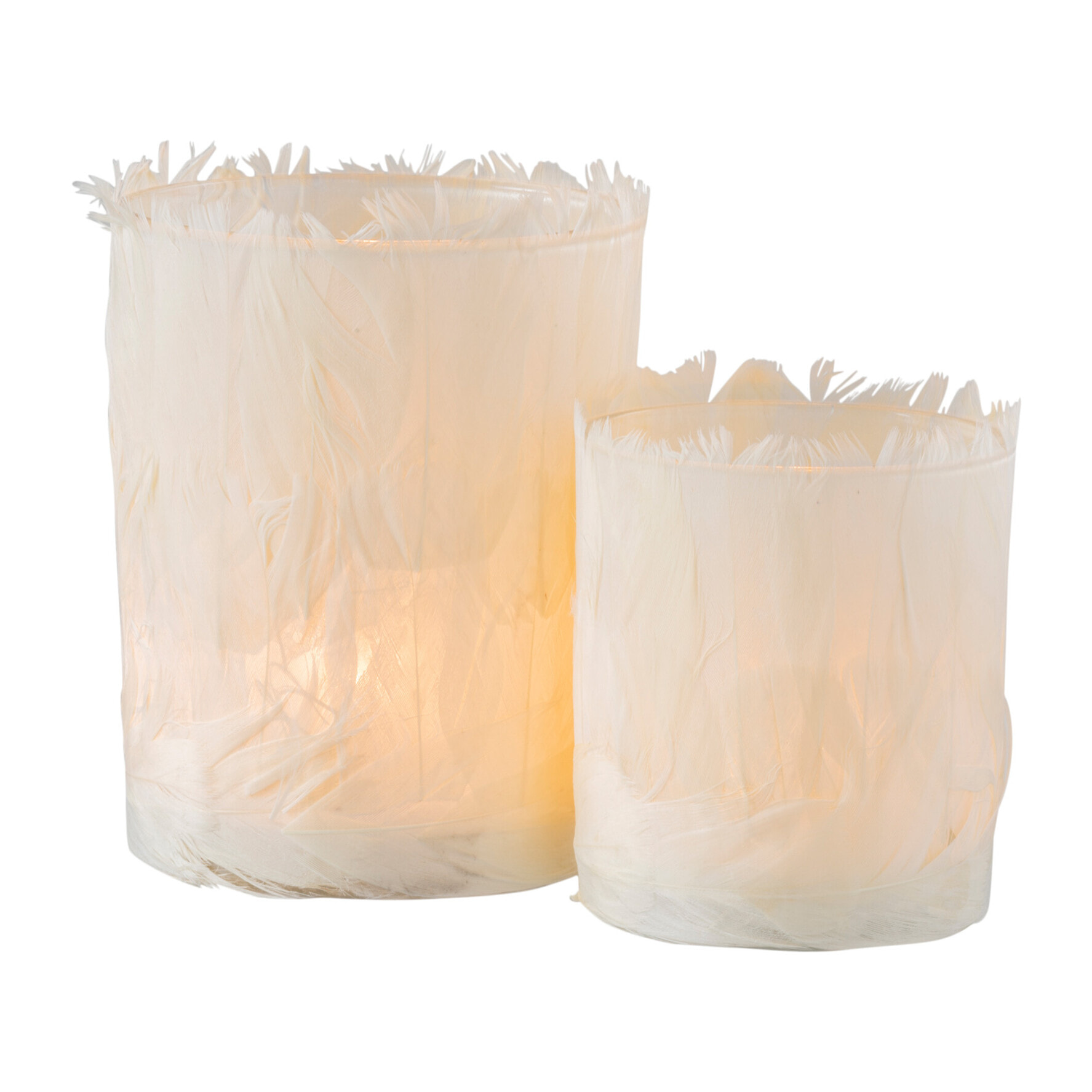 J-Line photophore Plumes - verre - crème - large - 2 pièces