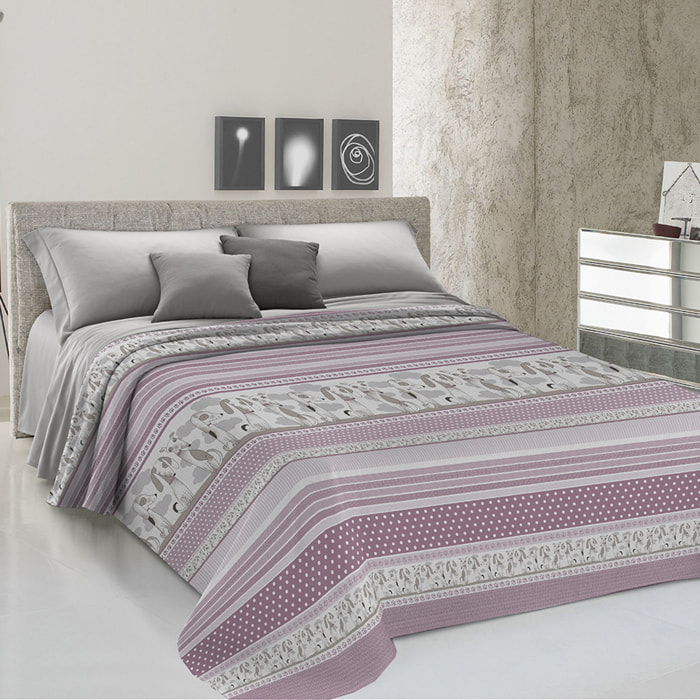 Copriletto di cotone baubau rosa 100% cotone