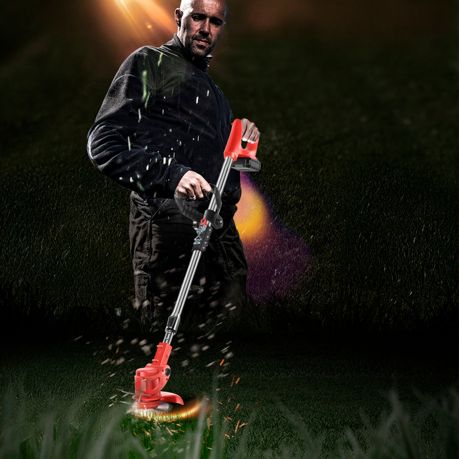 Desbrozadora 21V con 13000rpm, 500W de potencia y DOBLE BATERIA 7500mAh. Altura regulable.