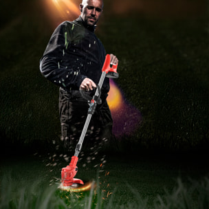 Desbrozadora 21V con 13000rpm, 500W de potencia y DOBLE BATERIA 7500mAh. Altura regulable.