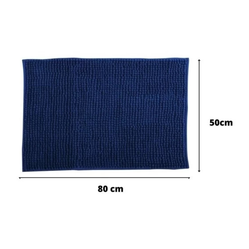 Lot de 2 tapis de bain CHENILLE 50x80 Bleu Foncé MSV