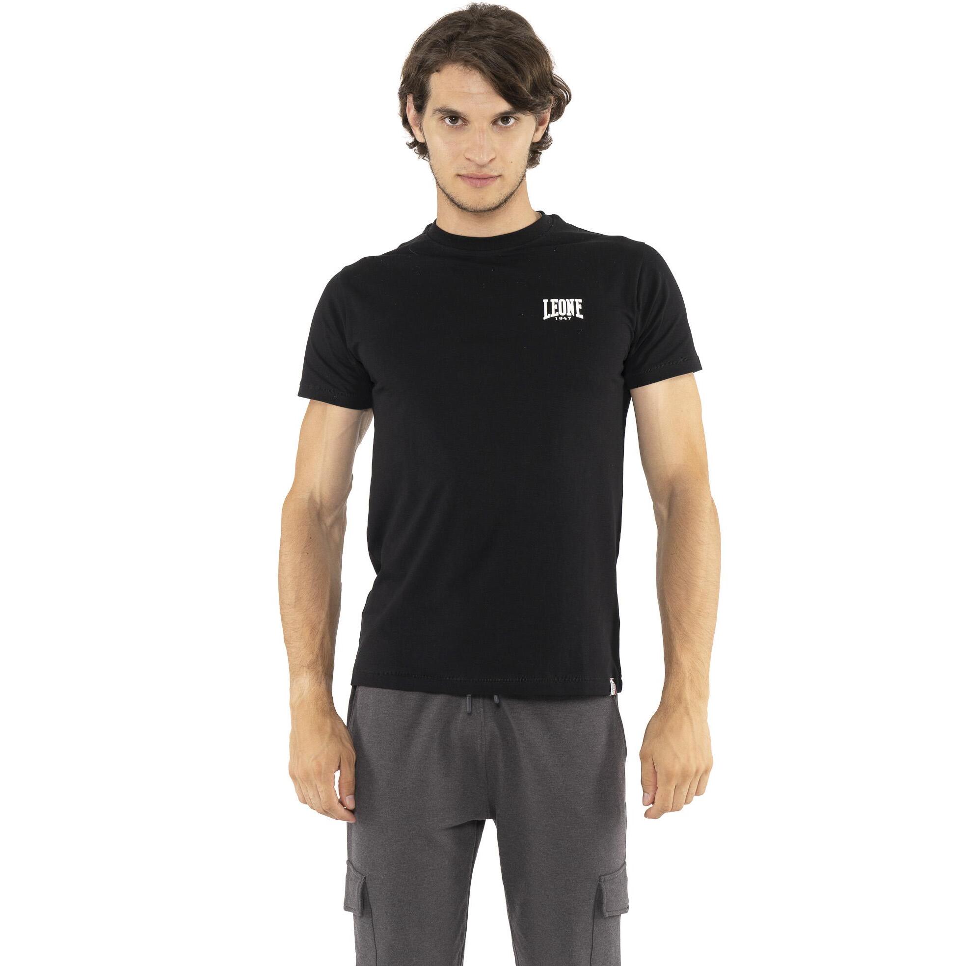 Camiseta de hombre de manga corta de algodón elástico con pequeño logo "Basic"