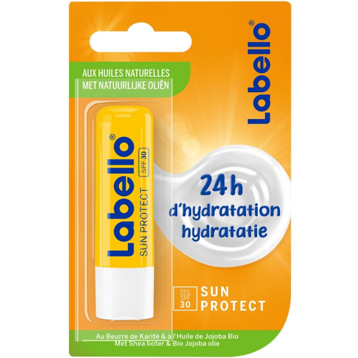 Pack de 2 - LABELLO - Stick soin des lèvres hydratant Huiles naturelles Protection Solaire 5,5ml