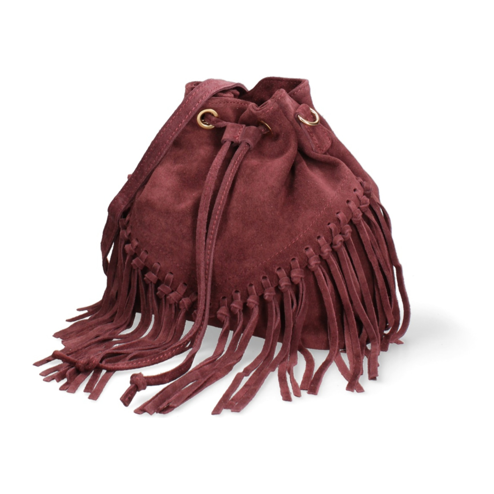 Borsa a secchiello da donna Made in Italy - Modello Umbria Plus - Pelle scamosciata - 25.0 x 22.0 x 13.0 cm