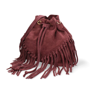 Borsa a secchiello da donna Made in Italy - Modello Umbria Plus - Pelle scamosciata - 25.0 x 22.0 x 13.0 cm