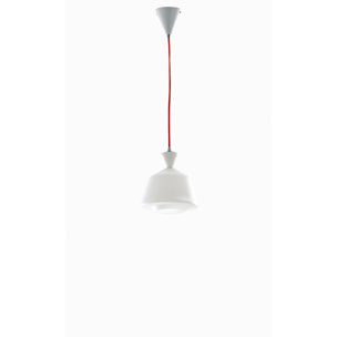 Lampadario a sospensione SUGAR in vetro bianco con cavo in tessuto rosso 20x21,2 cm. (1xE27)