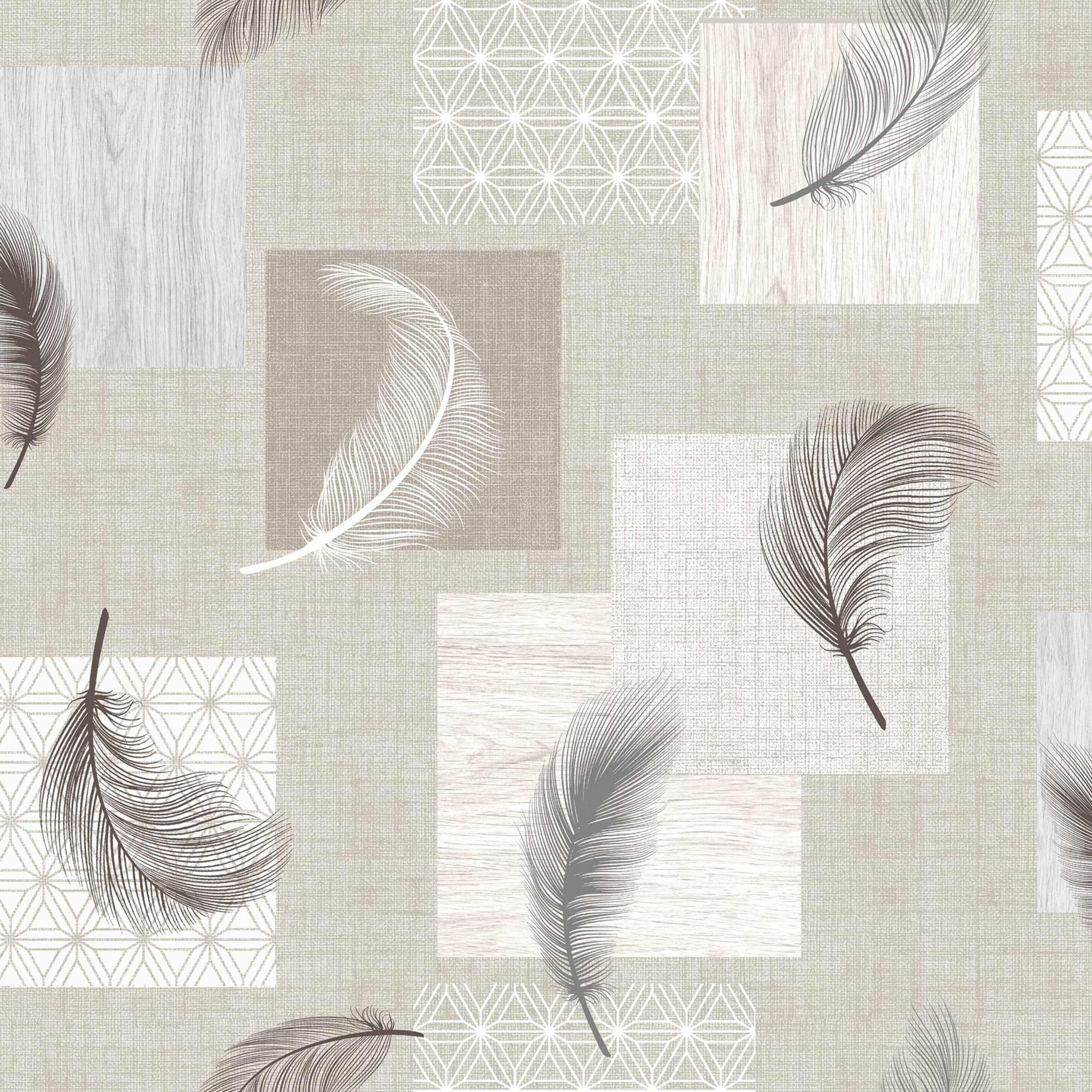 Sous-nappe protectrice imprimée plumes - Gris