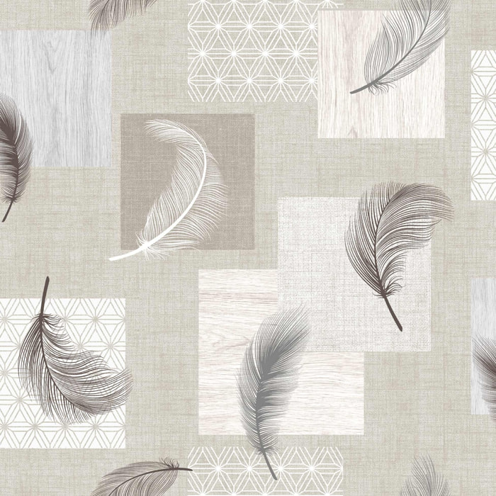 Sous-nappe protectrice imprimée plumes - Gris