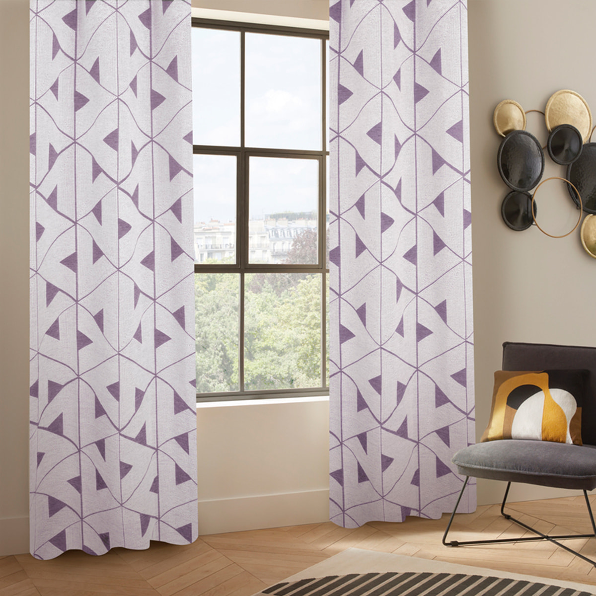 Rideau "Maloe" jacquard violet clair 140x260cm