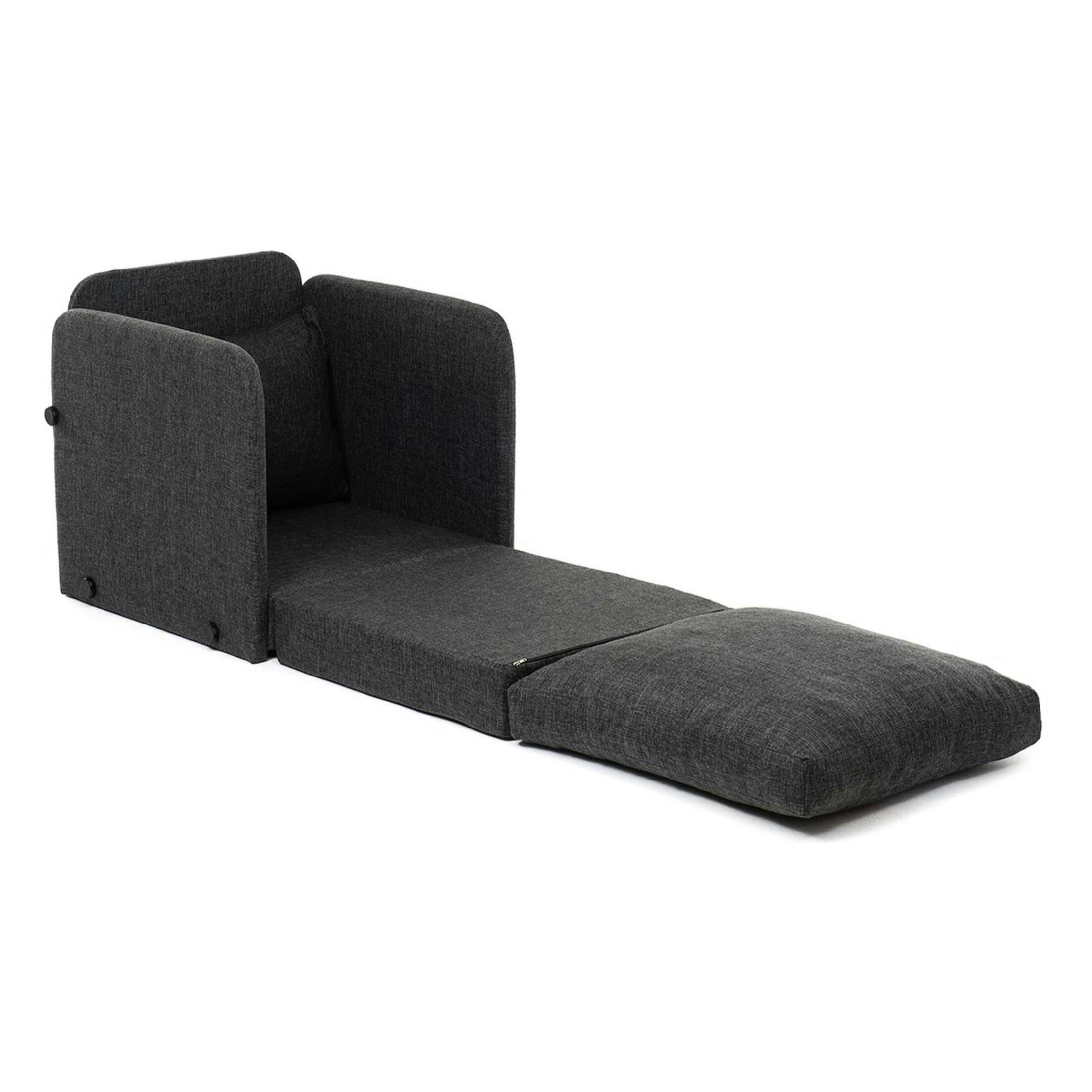 Fauteuil convertible gris foncé lin couchage 200 cm ORURO