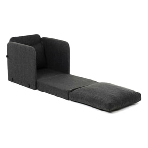 Fauteuil convertible gris foncé lin couchage 200 cm ORURO