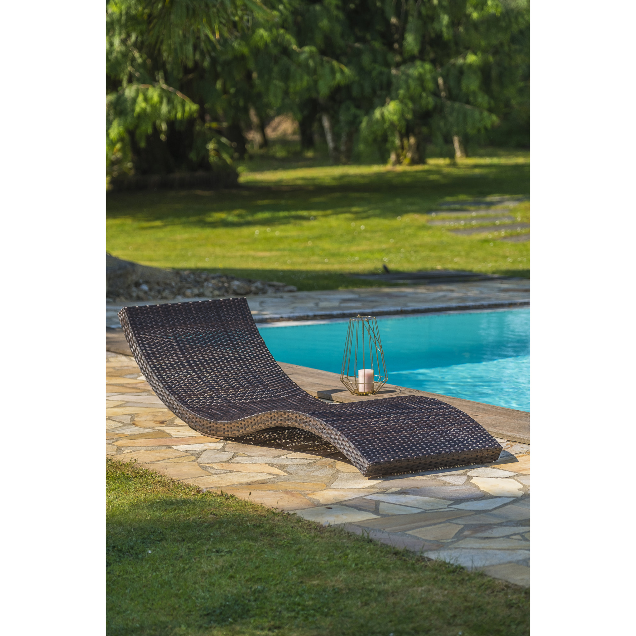 CANCUN - Bain de soleil en résine tressée chocolat