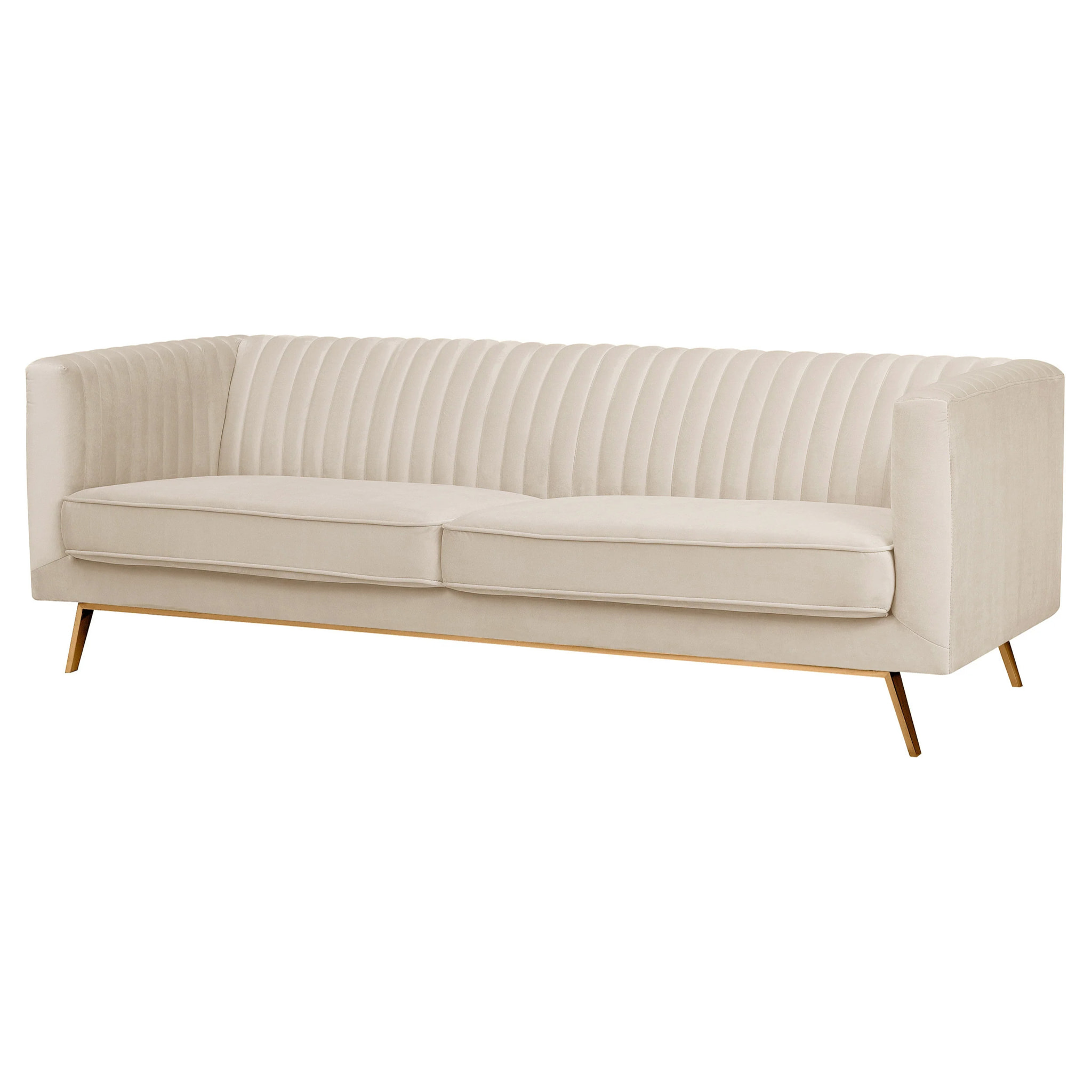 Canapé 3 places en velours beige - Gatsby