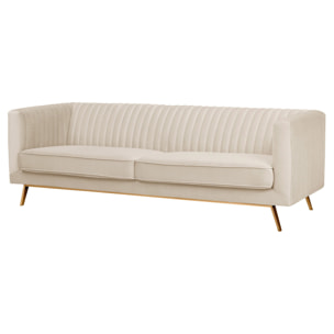 Canapé 3 places en velours beige - Gatsby