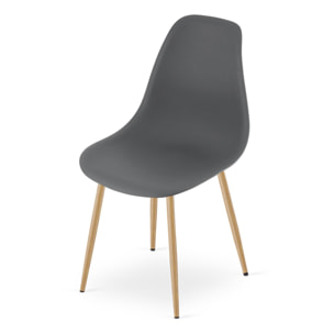 Sedia scandinava WAT grigio scuro con gambe effetto legno