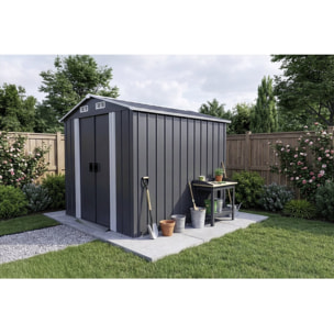 Abri de jardin métal avec portes coulissantes "Boston" - 4.12 m² - Gris