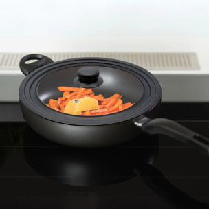 Couvercle de cuisson 16/18/20 cm en verre et acier carbone pour poêles Elo