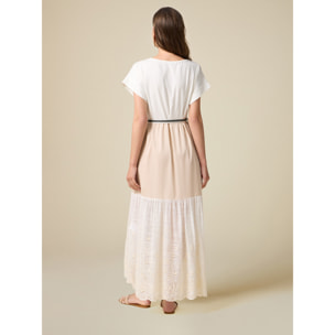 Oltre - Vestido con volante de encaje - Blanco