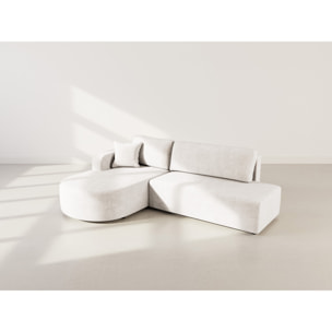 Miro - Canapé d'angle gauche 4 places convertible avec coffre en velours texturé - Beige