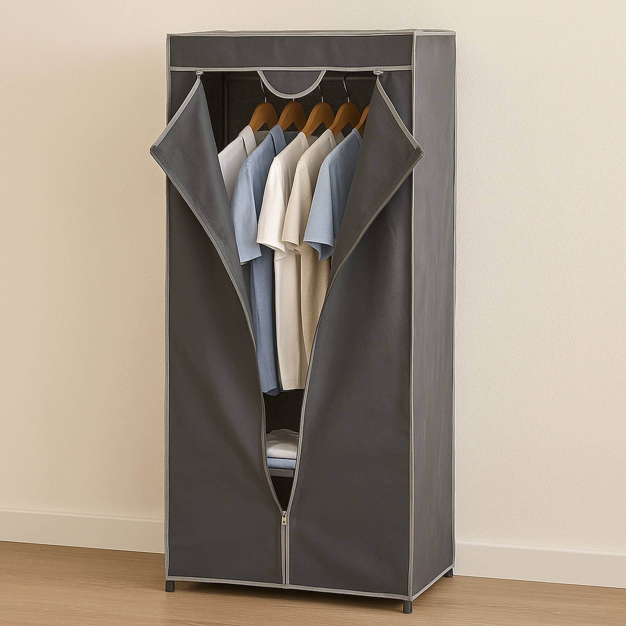 Well home armario de lona en color gris oscuro de 75x46x160 cm ideal para la organización