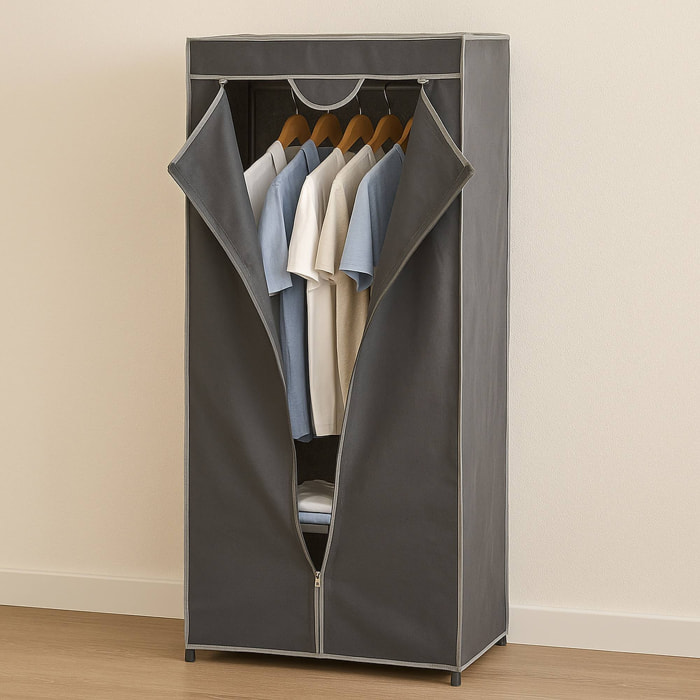 Well home armario de lona en color gris oscuro de 75x46x160 cm ideal para la organización