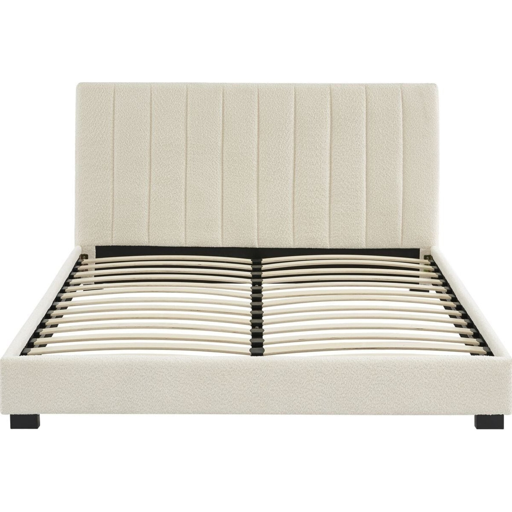 Lit en tissu bouclé + Matelas double confort - WILLIAM & DUAL CONFORT