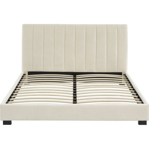 Lit en tissu bouclé + Matelas double confort - WILLIAM & DUAL CONFORT
