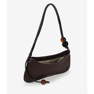 Bolso de hombro marrón con cuentas marmoladas