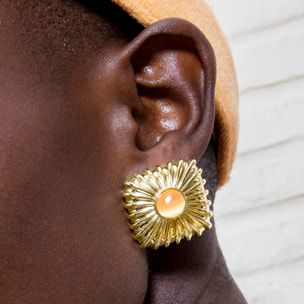 Pendientes de Ojo de Gato Naranja acabados en oro amarillo de 18k