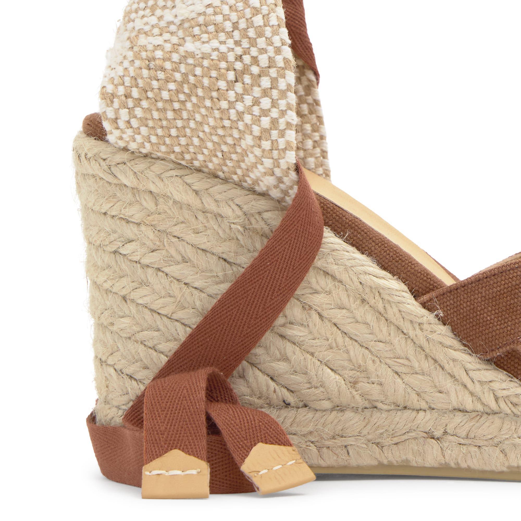 Sandalia bailey cuña 9 cm en algodón orgánico lavado