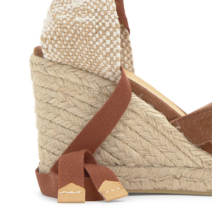 Sandalia bailey cuña 9 cm en algodón orgánico lavado